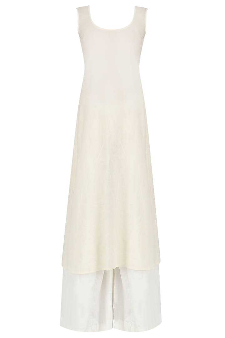 White block printed kurta and palazzo pants set available only at Pernia's Pop Up Shop.