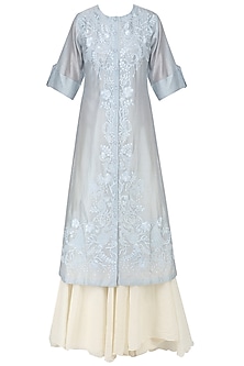 Blue floral embroidered kurta and inner set available only at Pernia's ...
