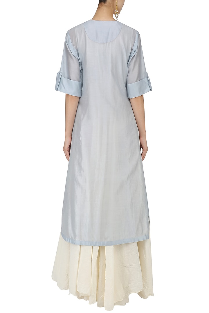 Blue floral embroidered kurta and inner set available only at Pernia's Pop Up Shop.