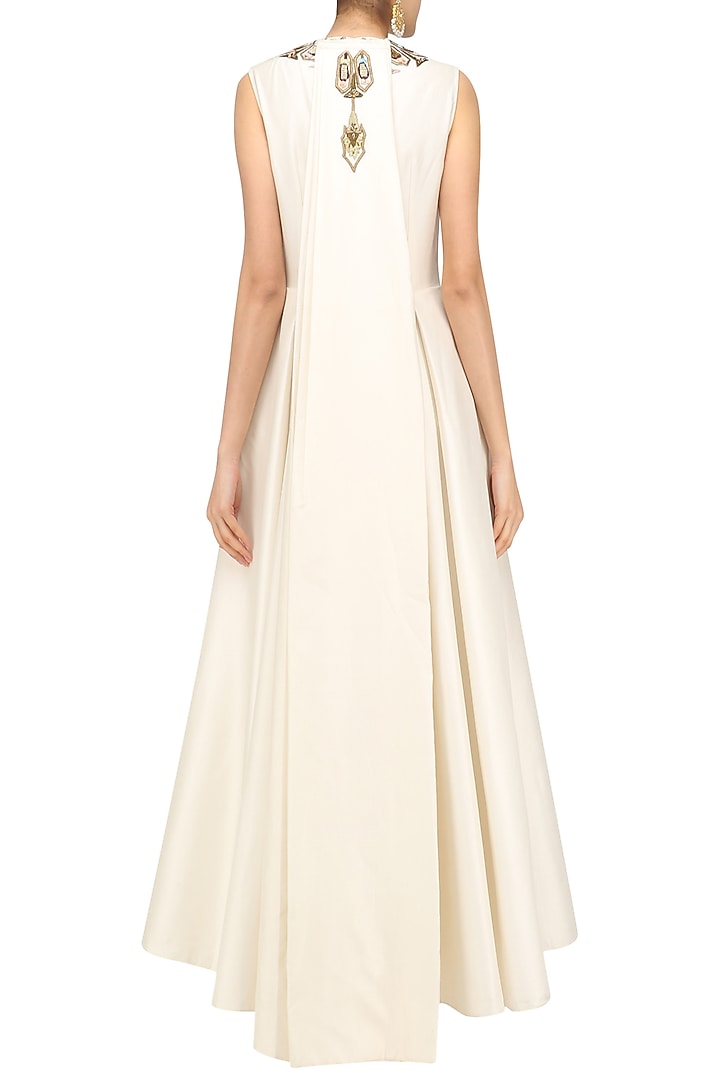 Off white gown with floral embroidery available only at Pernia's Pop Up Shop.