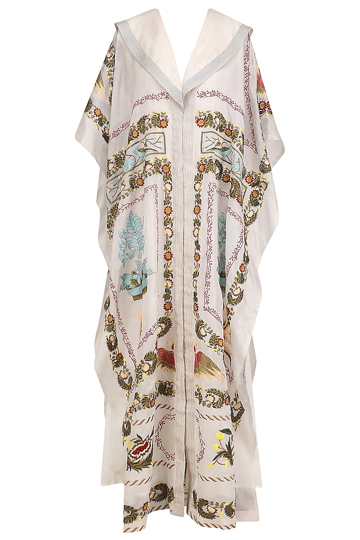Off White Embroidered Kaftan by Samant Chauhan