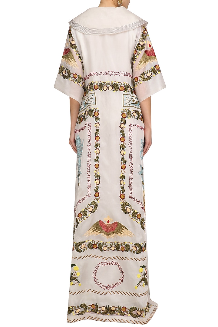 Off white embroidered kaftan available only at Pernia's Pop Up Shop.
