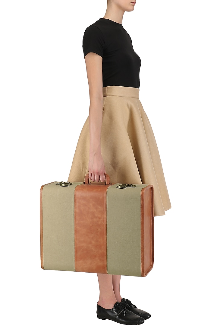 Beige and Tan Striped Solid Trunk by Samant Chauhan Accessories