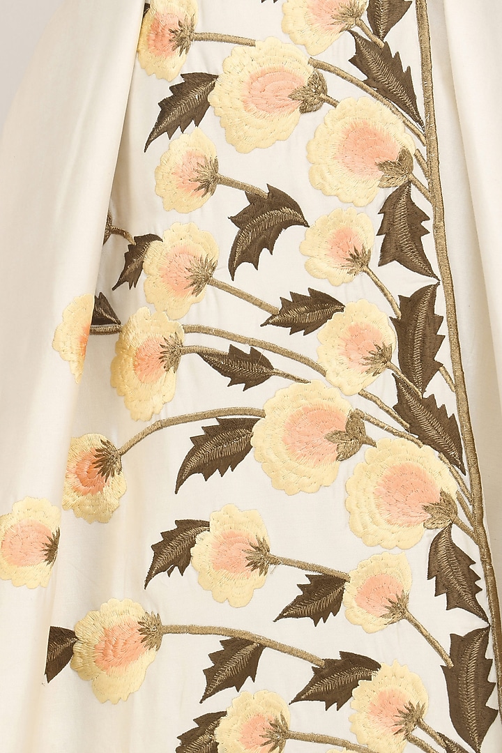 Off white pastel embroiderd long sleeved angrakha gown available only at Pernia's Pop Up Shop.