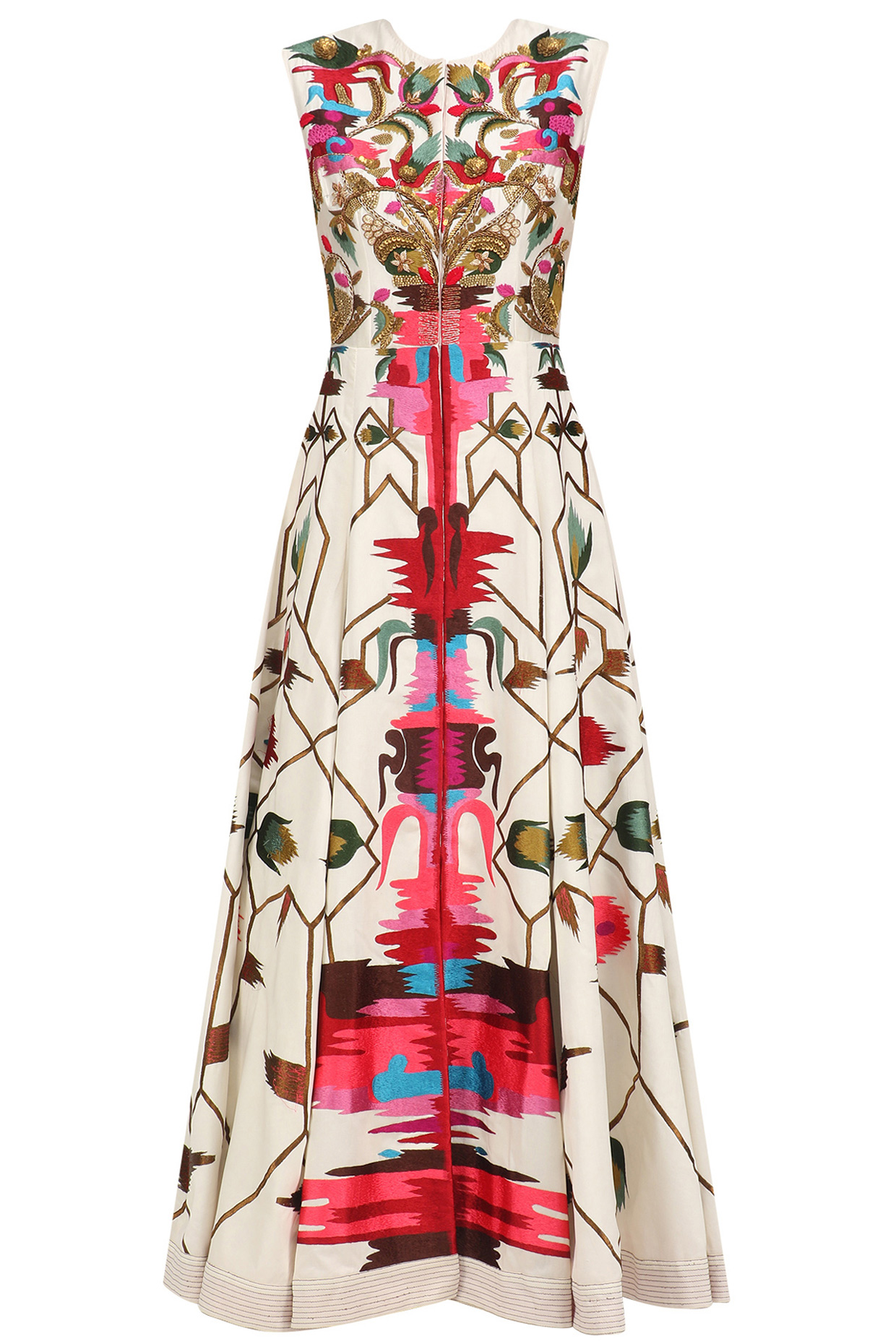 Off white abstract design embroidered front open gown available only at Pernia's Pop Up Shop.