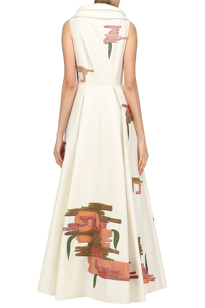 Off white embroidered angrakha gown available only at Pernia's Pop Up Shop.