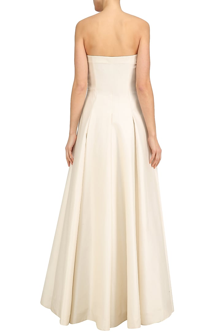 Off white big flower embroidered off shoulder gown available only at Pernia's Pop Up Shop.