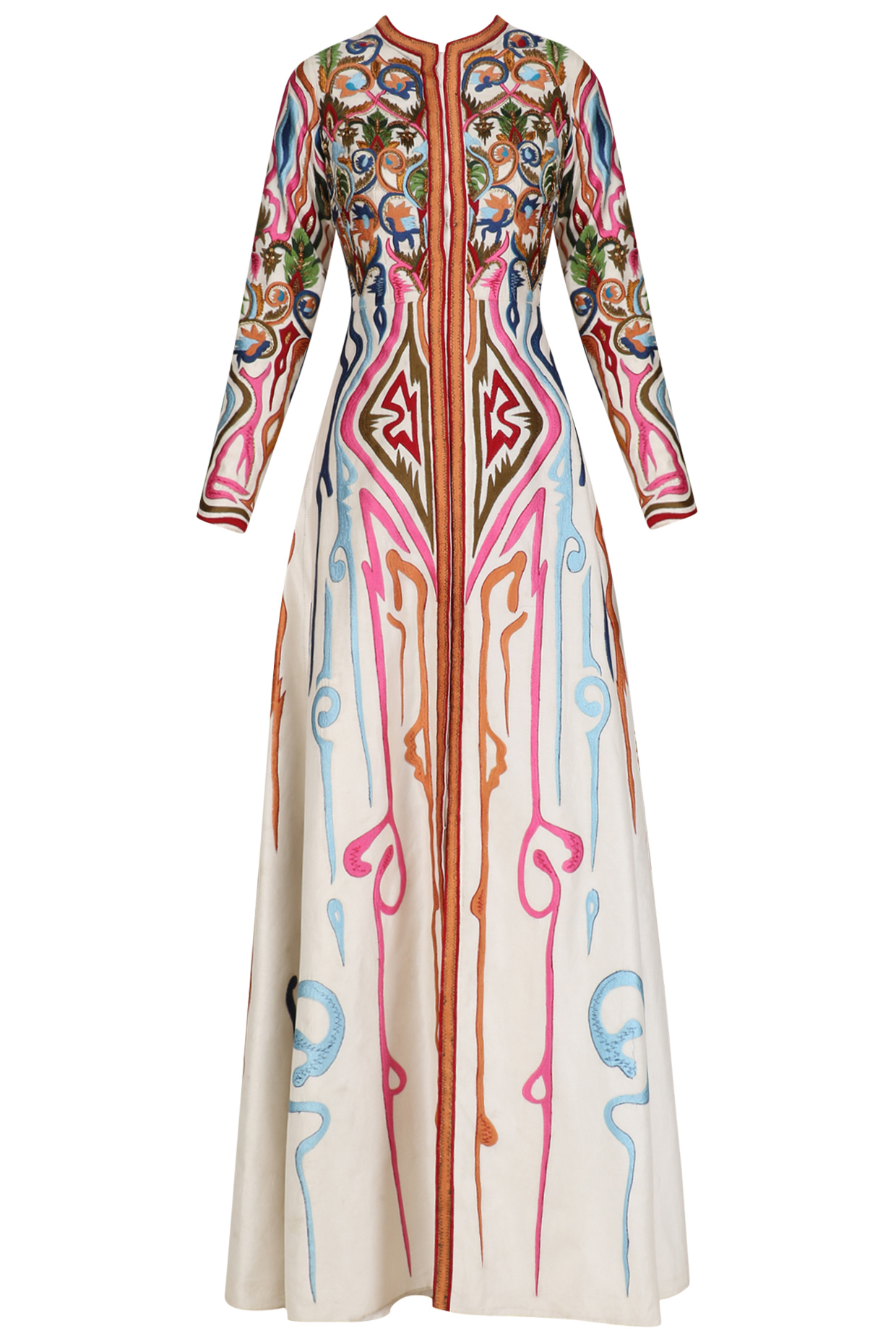 Off white front open embroidered gown available only at Pernia's Pop Up Shop.