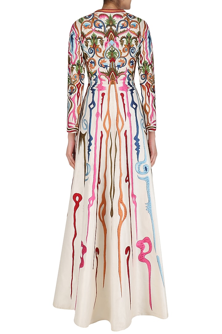 Off white front open embroidered gown available only at Pernia's Pop Up Shop.