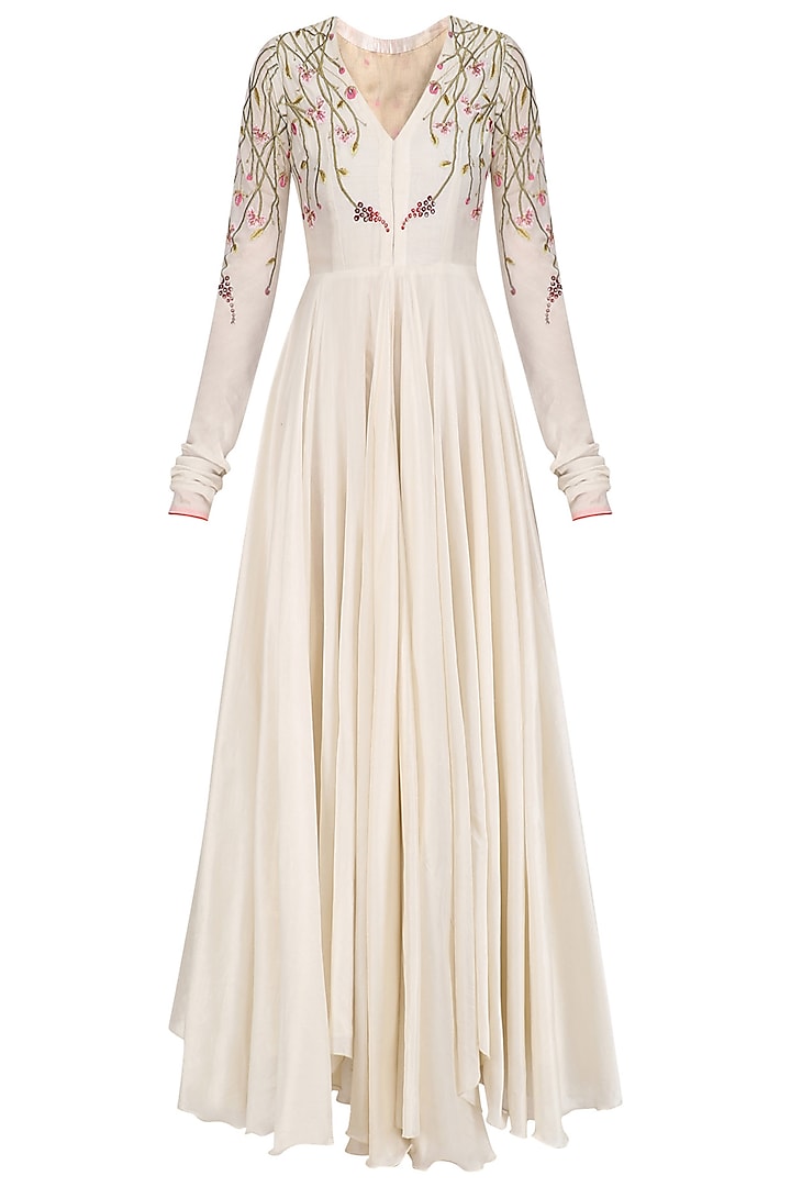 Off White Anarkali Style Gown by Samant Chauhan