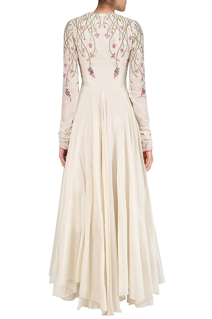 Off white anarkali style gown available only at Pernia's Pop Up Shop.
