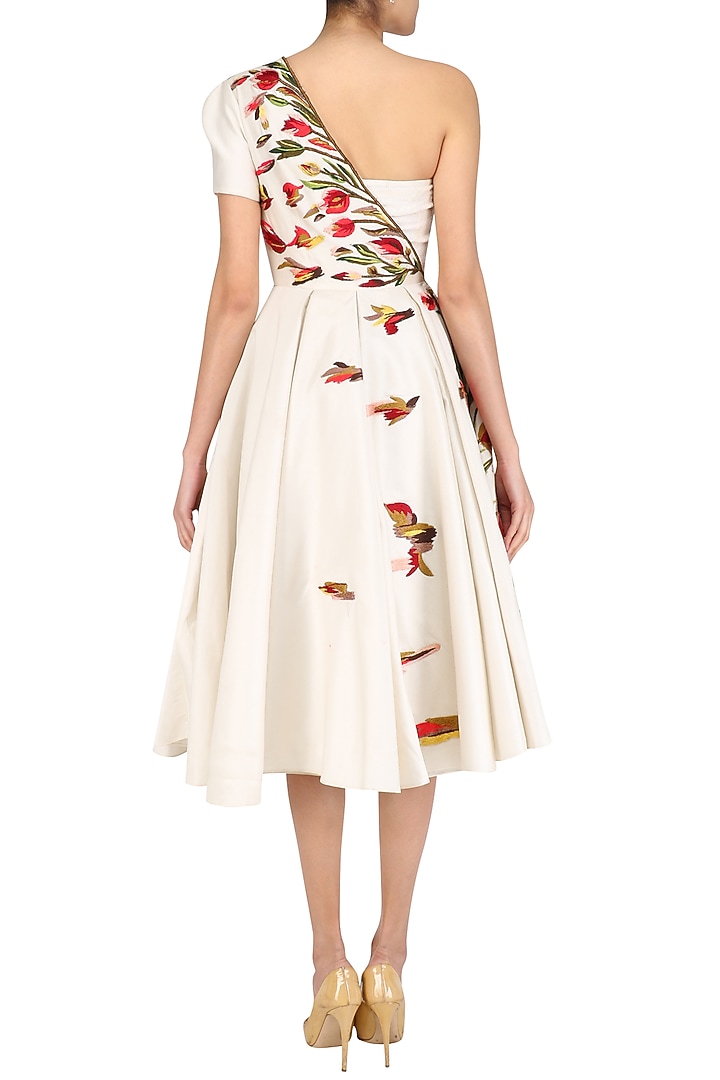Off white flared short dress available only at Pernia's Pop Up Shop.