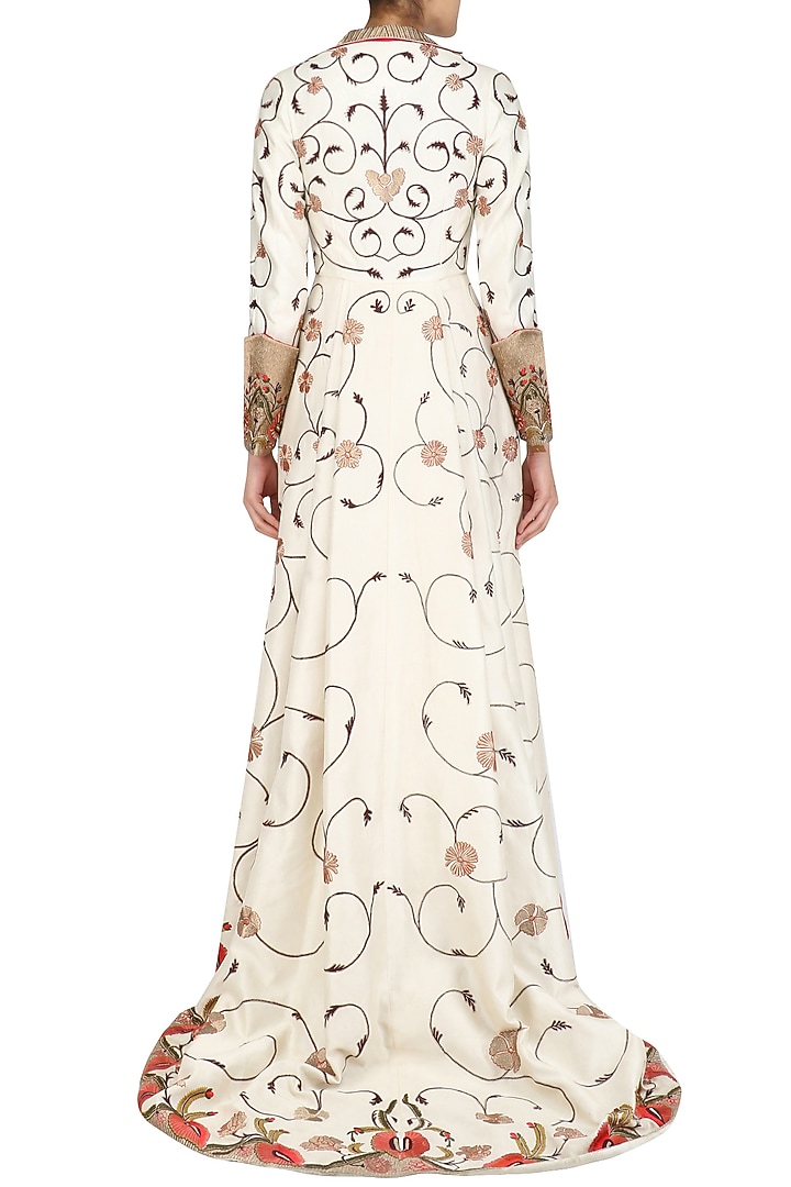 Off white high low embroidered gown available only at Pernia's Pop Up Shop.