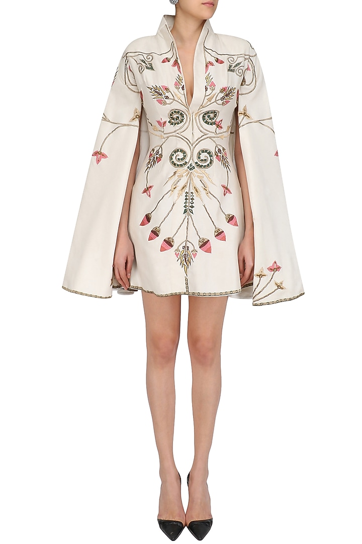 Off white embroidered short jacket available only at Pernia's Pop Up Shop.