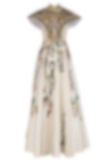 Off white cape style flared gown available only at Pernia's Pop Up Shop.