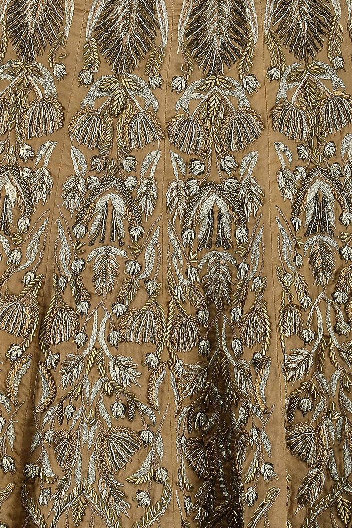 Beige and brown shaded zari embroidered lehenga set available only at Pernia's Pop Up Shop.