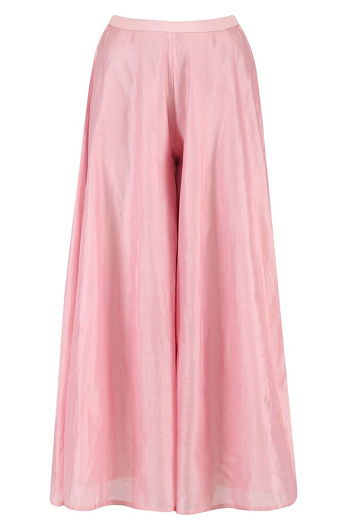 Mint green zari embroidered kurta with pink palazzo pants available only at Pernia's Pop Up Shop.