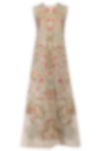 Grey Floral Embroidered A Line Dress by Samant Chauhan