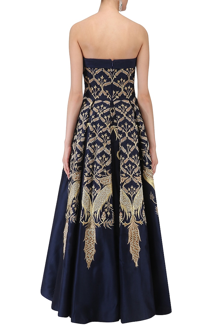 Navy blue floral embroidered off shoulder gown available only at Pernia's Pop Up Shop.