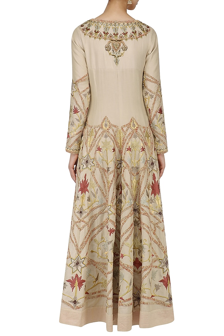 Natural thread and zari embroidered anarkali gown available only at Pernia's Pop Up Shop.