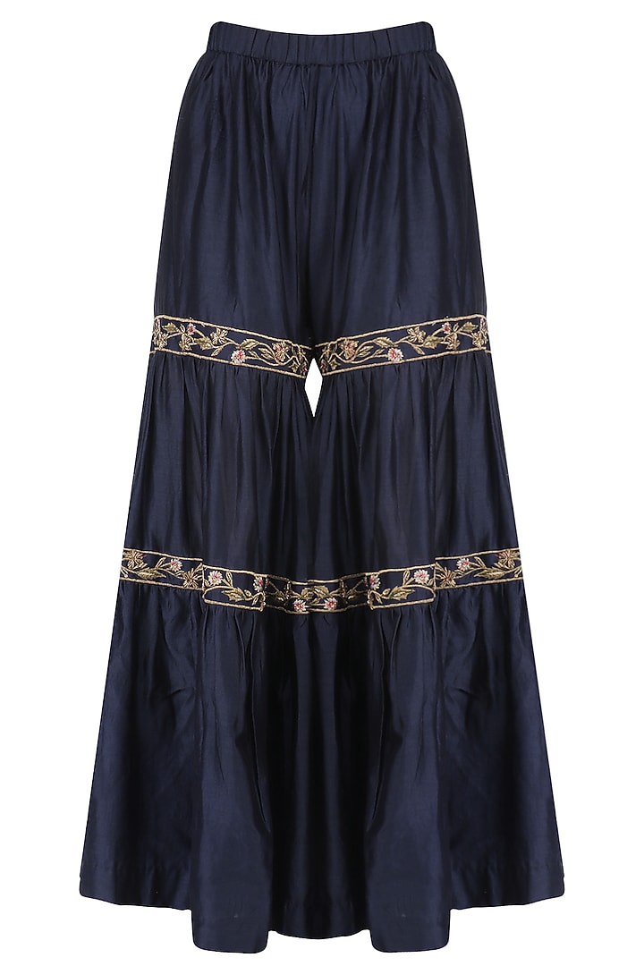 Navy embroidered sharara set available only at Pernia's Pop Up Shop.