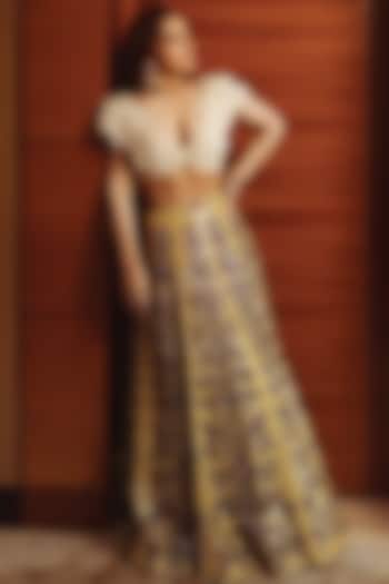 Yellow Embroidered Lehenga Set by Rocky Star