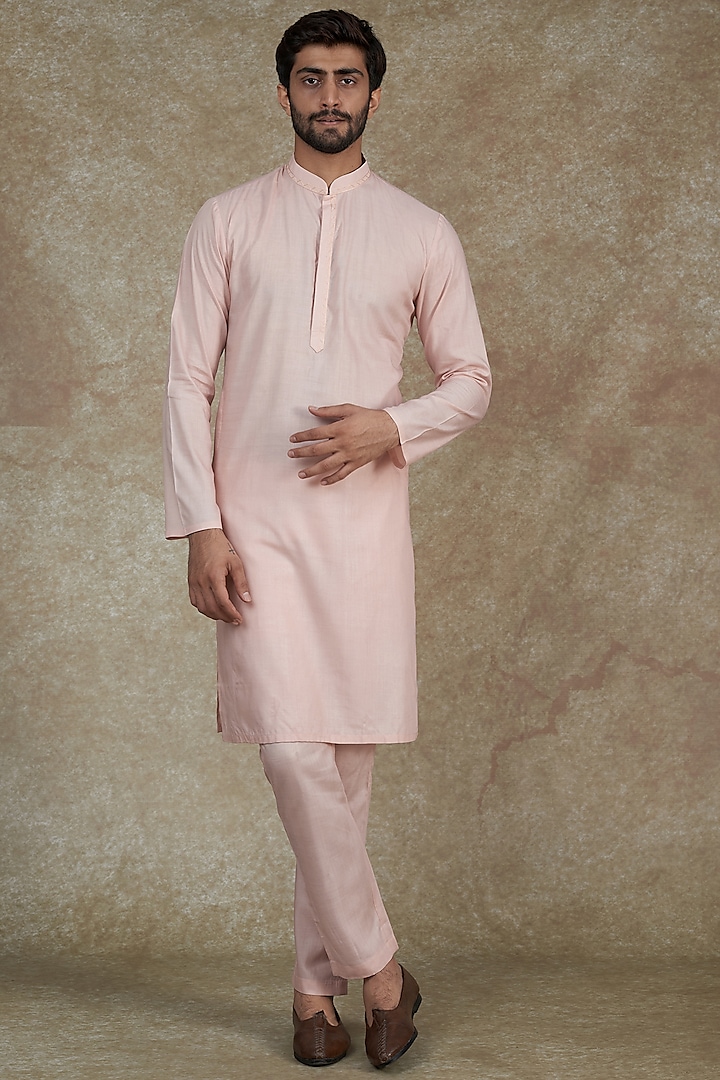 Blush Pink Modal Kurta Set by SAMMOHAN