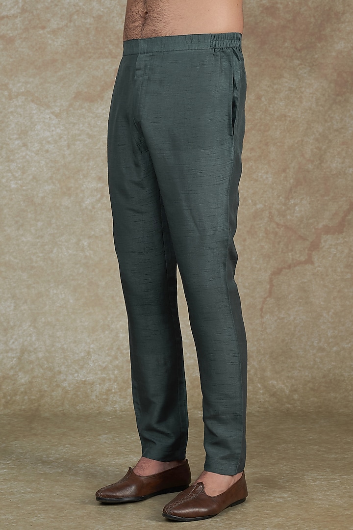 Grey Viscose Silk Wedding Indowestern Set by ALOUKIK at Pernia's Pop Up Shop