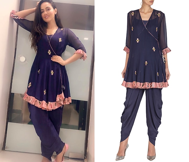 Navy Blue Crepe Dhoti Set by Chhavvi Aggarwal at Pernia's Pop Up Shop