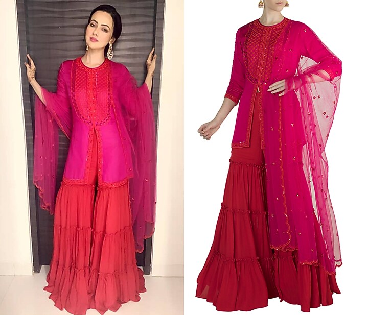 Pink Embroidered Gharara Set by Salian by Anushree at Pernia's Pop Up Shop
