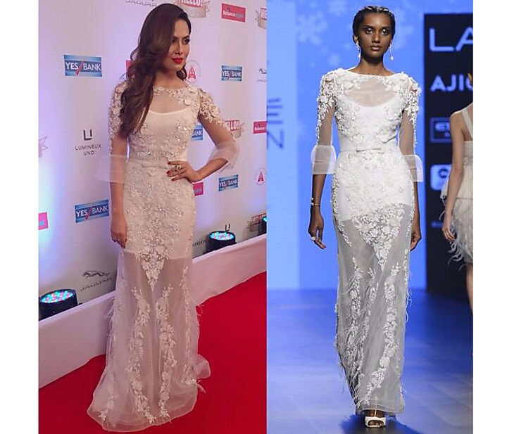Off white 3D applique work gown available only at Pernia's Pop Up Shop