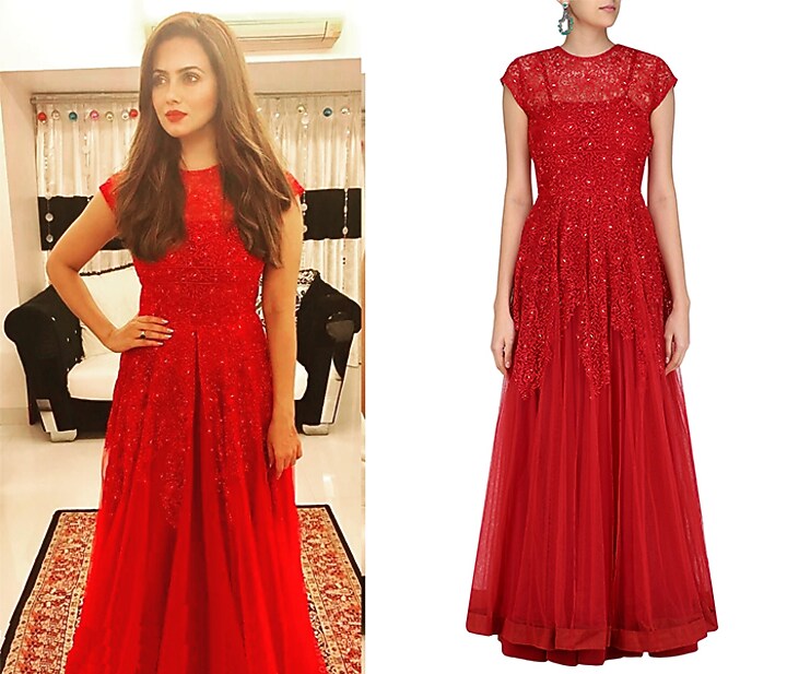 Women Red Crepe Anarkali Kurta With Floral Printed Front Open Jacket Layer main image 0