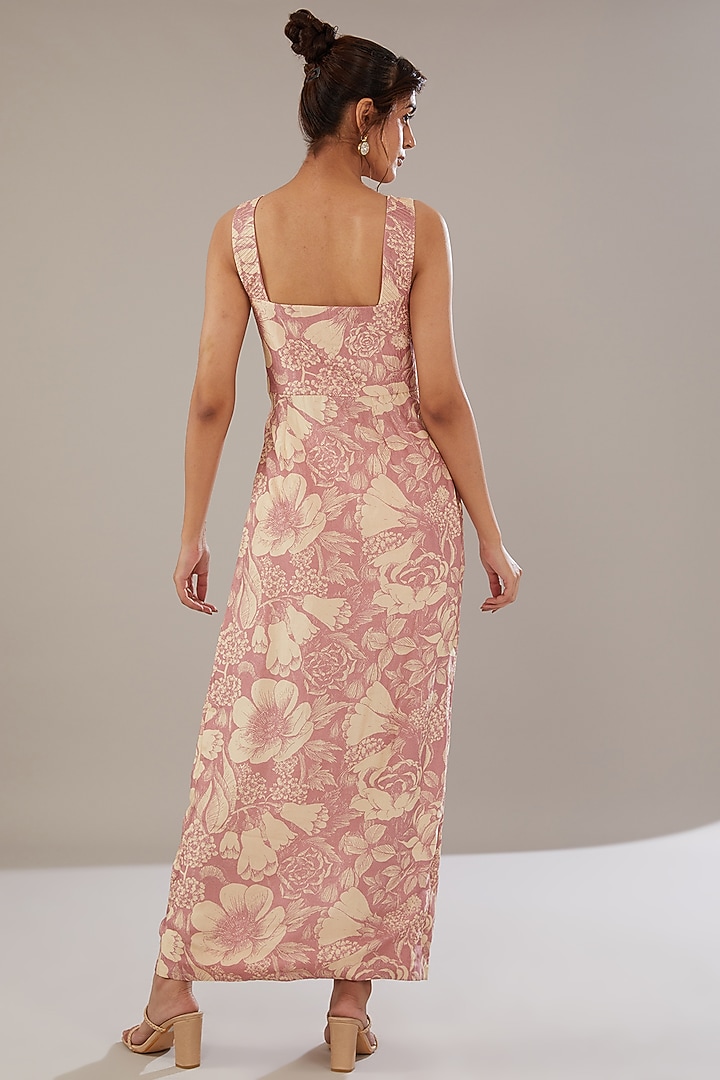 Rose Pink Bemberg Silk Floral Printed Vacation Dress by Sana Barreja at Pernia's Pop Up Shop
