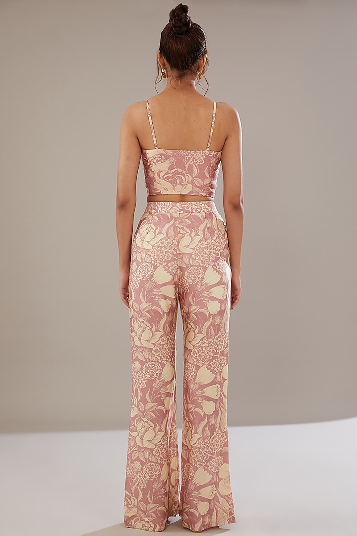 Rose Pink Bemberg Silk Floral Printed Jacket Set by Sana Barreja at Pernia's Pop Up Shop
