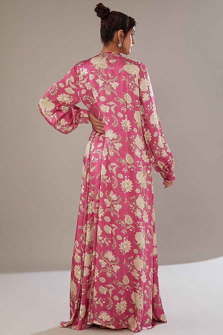 Pink Modal Floral Printed Jacket Set by Sana Barreja at Pernia's Pop Up Shop