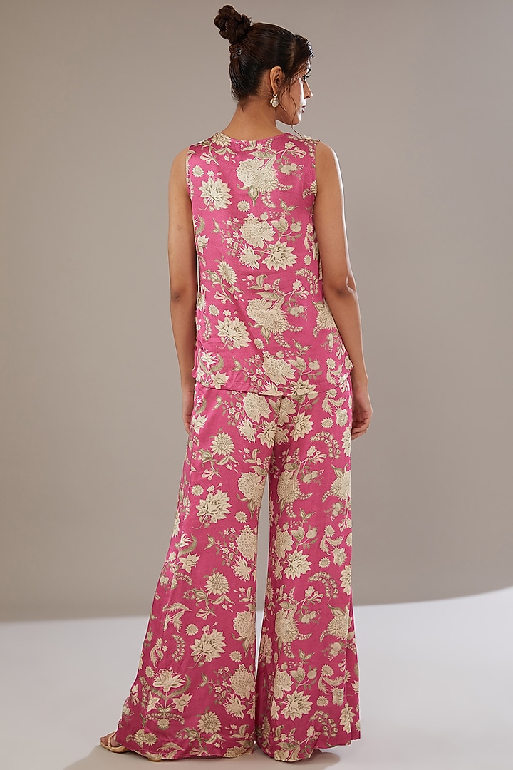 Pink Modal Floral Printed Jacket Set by Sana Barreja at Pernia's Pop Up Shop