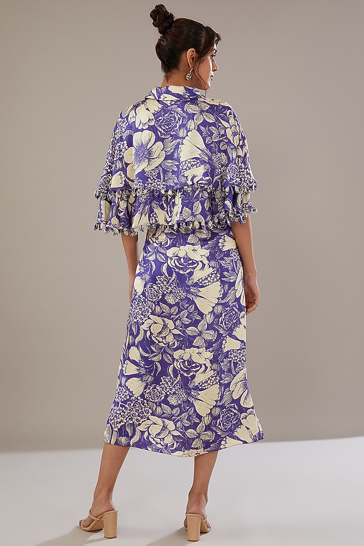 Indigo Blue Modal Floral Printed Vacation Dress by Sana Barreja at Pernia's Pop Up Shop