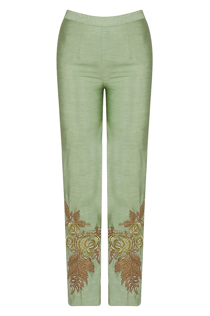 Olive green embellished kurta, bustier and pants set available only at Pernia's Pop Up Shop.