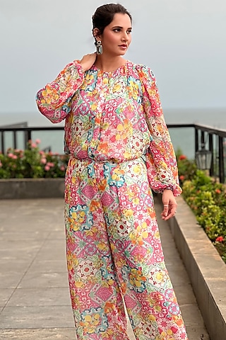 Multi-Colored Chiffon Co-Ord Set by Ewoke