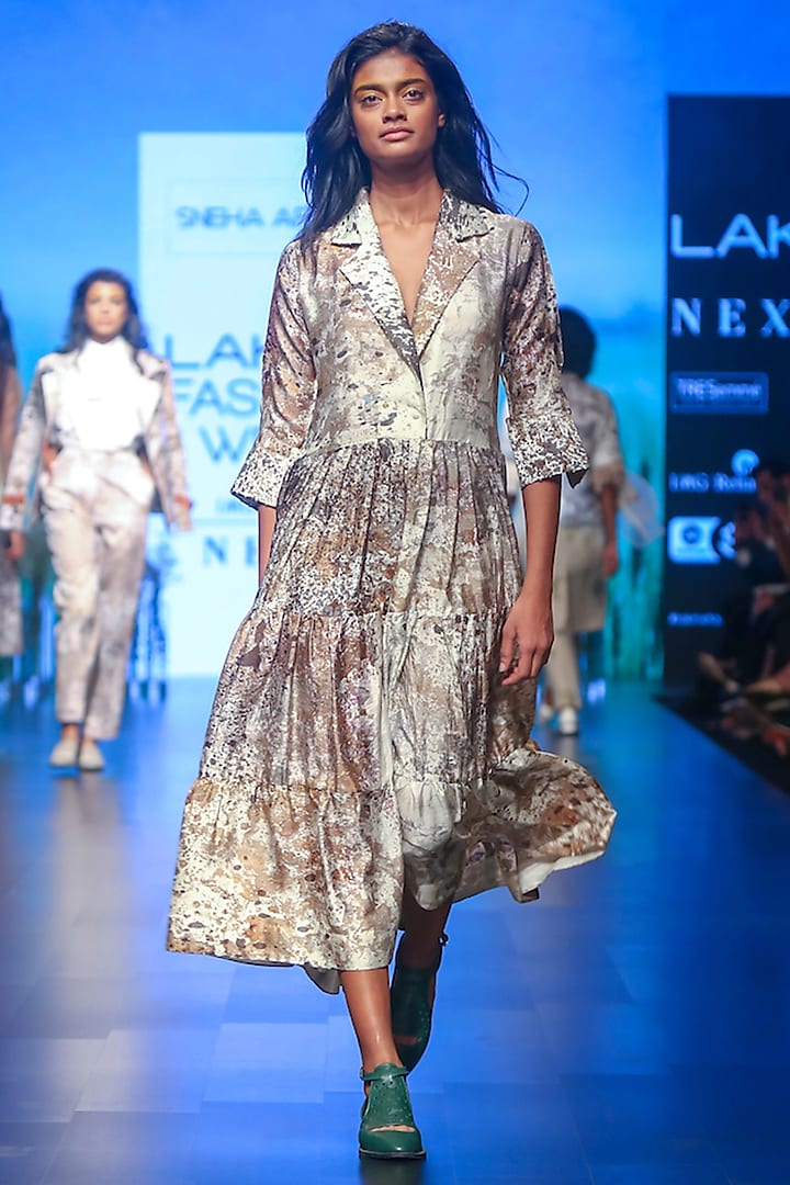 Brown Embroidered Printed Dress Design by Sneha Arora at Pernia's Pop ...