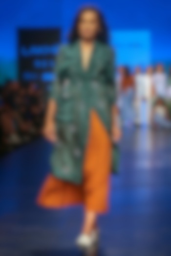 Dark Green Embroidered Trench Jacket by Sneha Arora