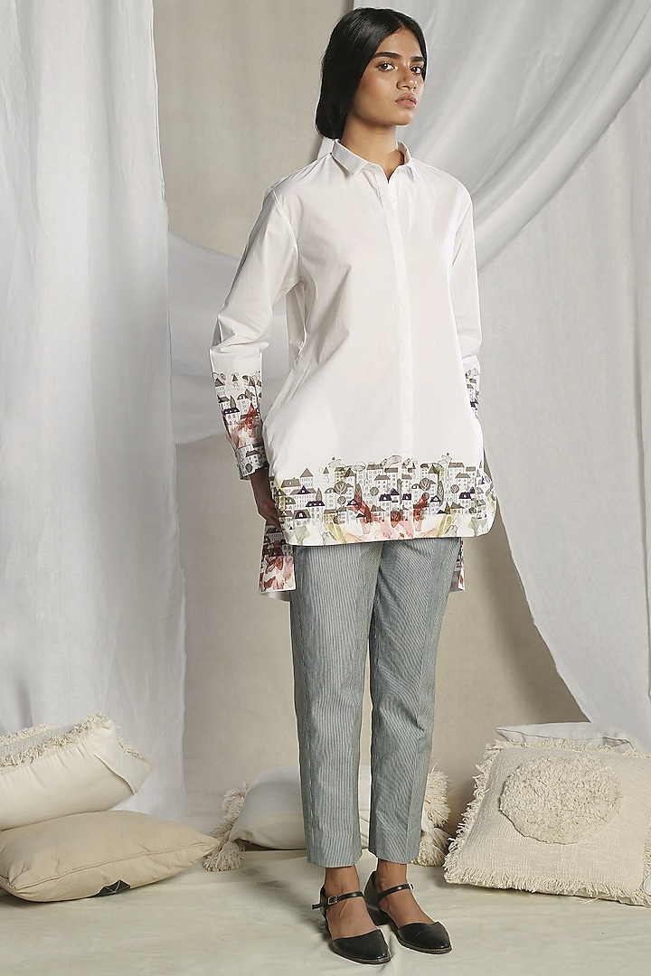 White Printed Shirt by Sneha Arora