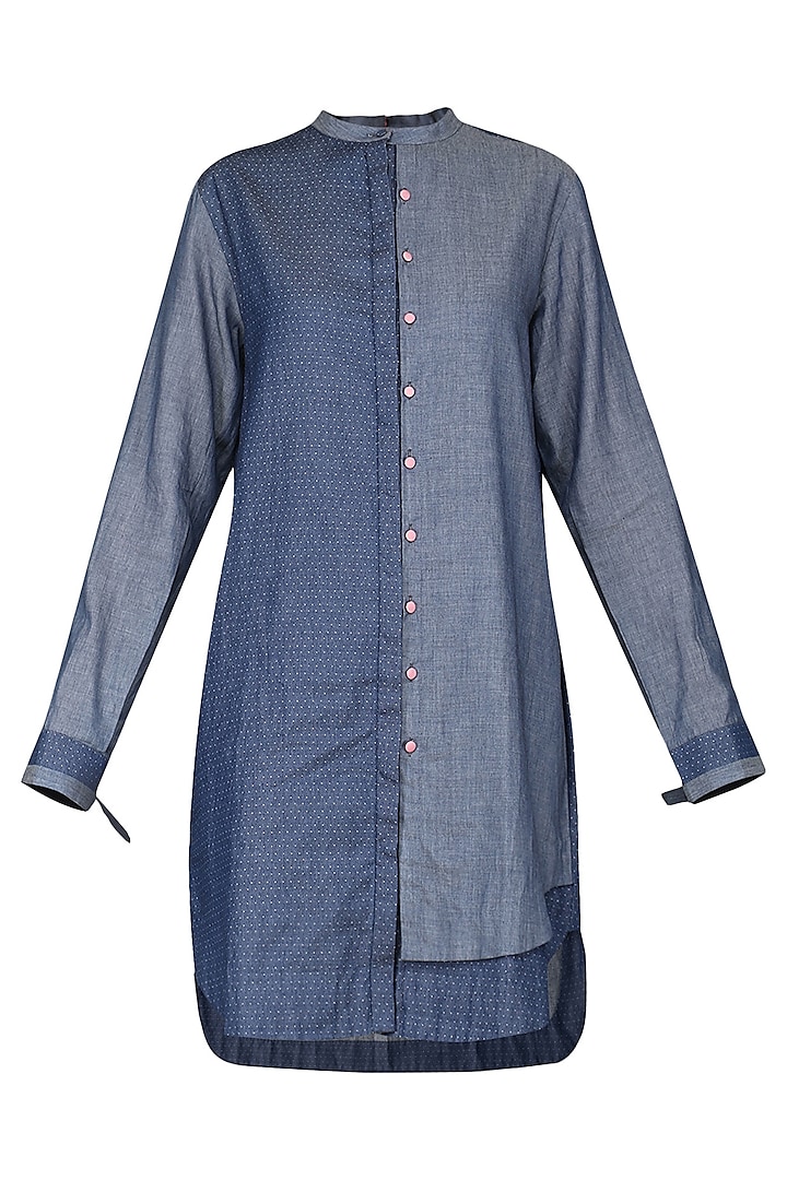 Blue Denim Long Shirt by Sneha Arora