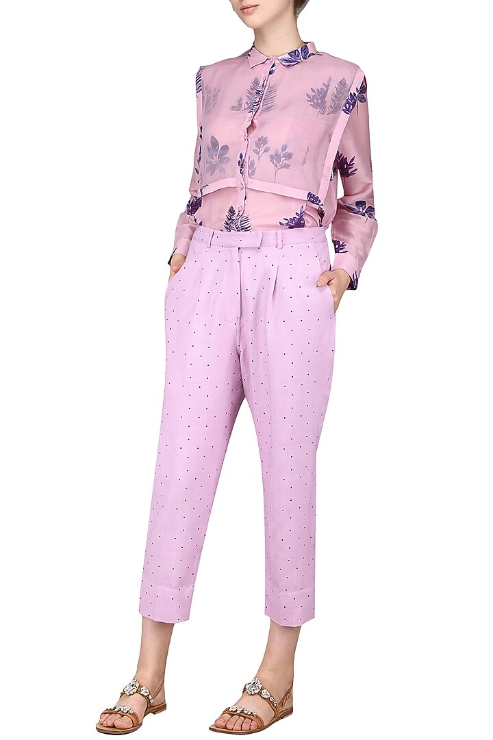 Lilac polka dots trousers available only at Pernia's Pop Up Shop.
