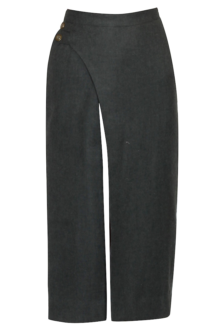 Charcoal grey overlapped slit skirt available only at Pernia's Pop Up Shop.