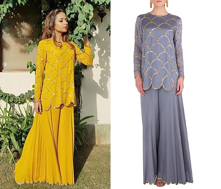 Lilac embroidered kurta with palazzo pants available only at Pernia's Pop Up Shop.