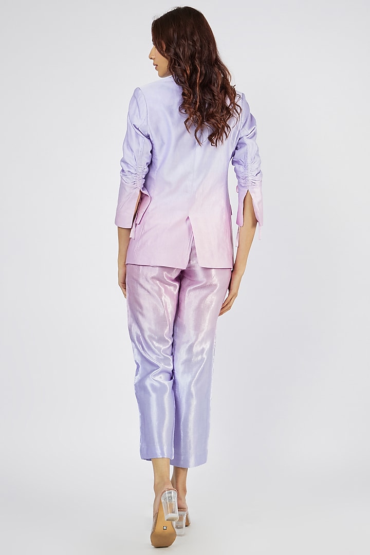 Pink & Purple Ombre Pure Silk Blazer Set by Sar kandy at Pernia's Pop Up Shop