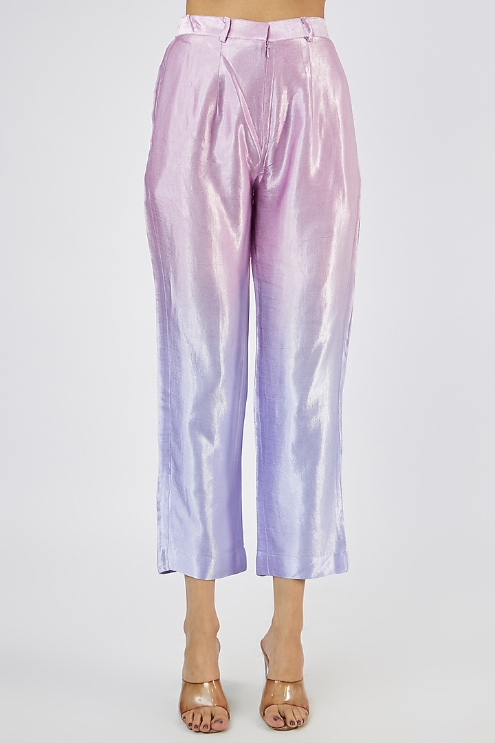 Pink & Purple Ombre Pure Silk Blazer Set by Sar kandy at Pernia's Pop Up Shop