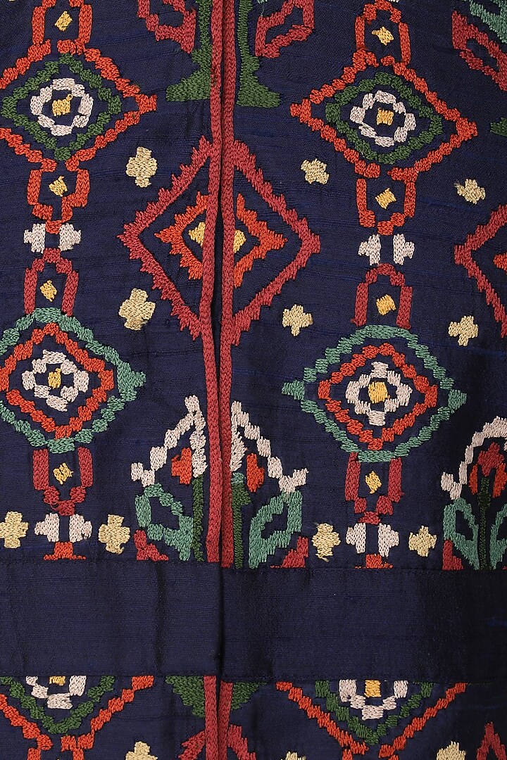Midnight Blue embroidered jacket with skirt available only at Pernia's Pop Up Shop.