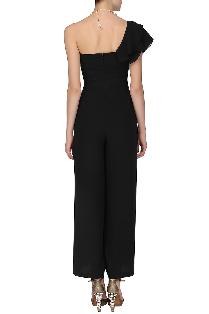Black ruffled jumpsuit available only at Pernia's Pop Up Shop.